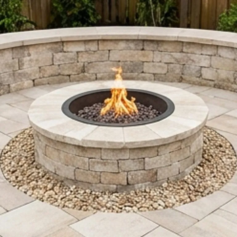 closeup of a fire pit installation